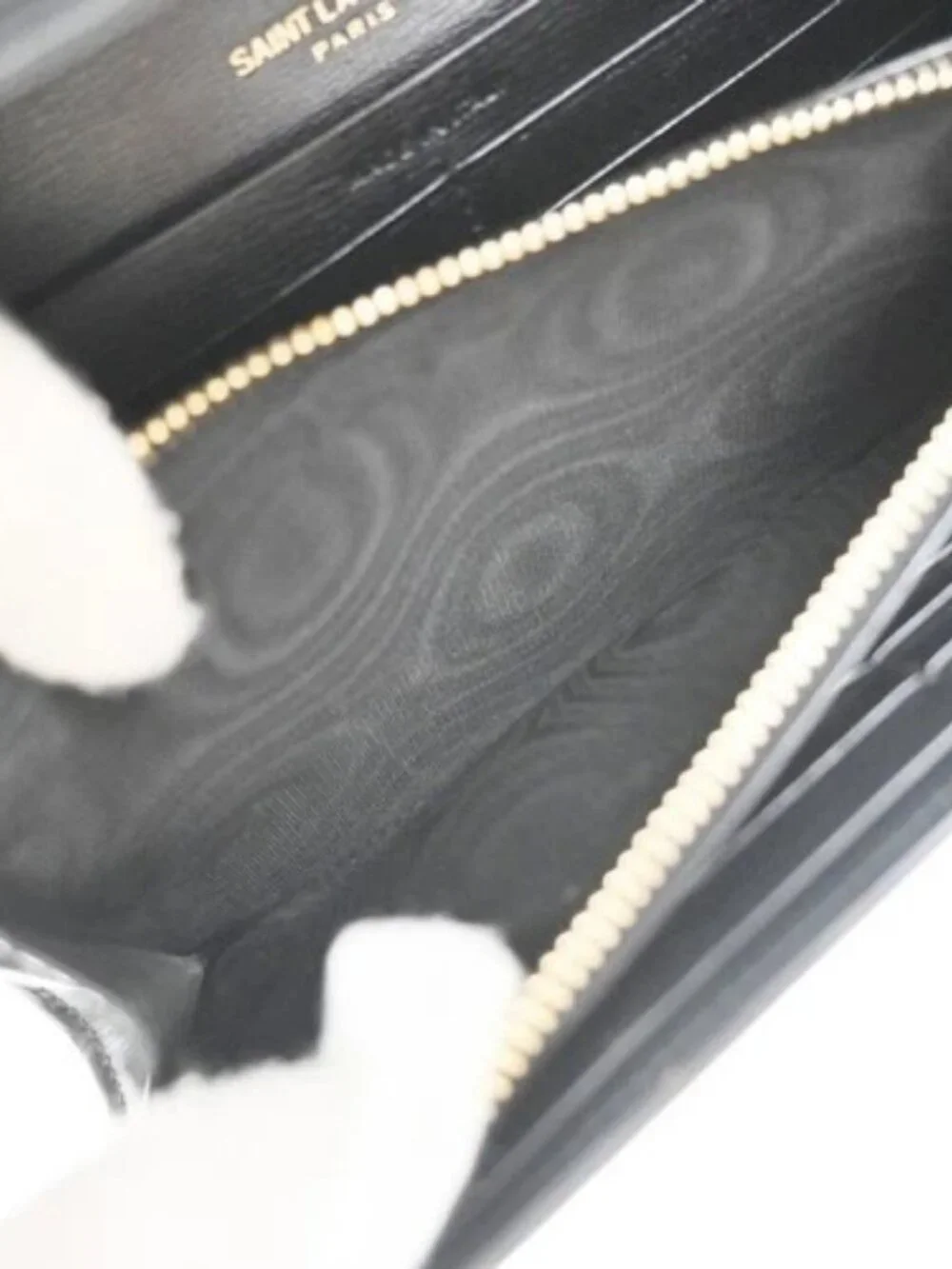 SAINT LAURENT YSL Logo Bifold Long Wallet Leather Black GHW Italy 68KP489 - Picture 12 of 16